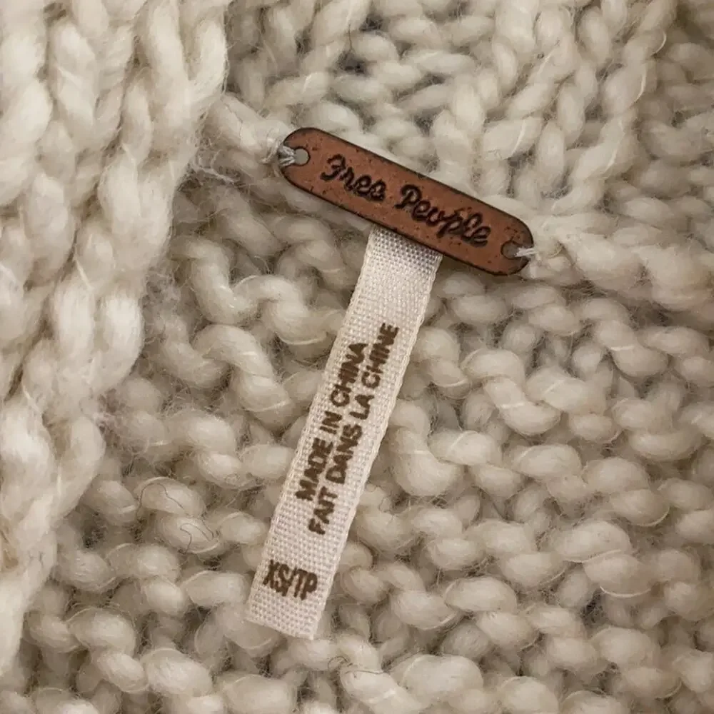 FREE PEOPLE RARE! Handmade Fisherman’s Wool Cardigan Sweater Duster Cream XS